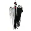 Accesorios de terror para Halloween: novia y novio fantasma de tres cabezas, esqueleto colgante, escena de decoración con atmósfera de bar y casa embrujada