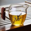 Taza de té de cristal con diseño de flor de ciruelo, mango de madera, juego de té Kung Fu engrosado, taza de té con adornos dorados y plateados, diseño retro de lujo ligero pintado en oro