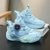 Fabricante Dropshipping Suela Gruesa Piel Zapatos de Baloncesto Prácticos para Niños Hebilla Giratoria Deportivos Frescos Antideslizantes para Exteriores Zapatos Nuevos