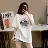 Camiseta de Manga Corta para Mujer de Alta Gama Color Gris Oscuro, Nuevo Estilo Verano 2025, Algodón Puro, Top Holgado Estilo Europeo Oversize, Camiseta de Moda