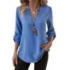Camisas de Nuevo Estilo para Mujer, Comercio Exterior Transfronterizo Europeo y Americano, Primavera y Verano 2026, Casual Holgadas de Talla Grande, Cuello en V, Color Sólido