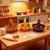 Cesta tejida portátil simulada, Cesta de pan de encaje, Decoración de escena en miniatura, Juguete de comida creativo, Material para imán de nevera DIY