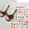Pegatinas de Arte para Uñas Nuevas Transfronterizas Estilo Navideño en Relieve 5D Pingüino de Dibujos Animados Copo de Nieve Lazo Campana Pegatinas para Uñas