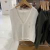 Chaleco de punto Shufulei con cuello en V para mujer, otoño 2024, talla única, 472719