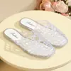 Sandálias Femininas de Verão 2026 em Plástico Vazado, Chinelos Meio Aberto Transparentes de Cristal Antiderrapantes e Resistentes ao Desgaste, Sapatos Femininos