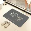 En Stock Estilo Japonés y Coreano Sencillo Temática de Gatos Alfombra de Baño Absorbente para el Hogar Tierra de Diatomeas Resistente al Desgaste Resistente a la Suciedad Felpudo para la Entrada
