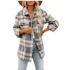 2023 Exportación Europea y Americana Nuevo Artículo Más Vendido en Amazon Camisa de Lana a Cuadros para Mujer Chaqueta de Franela Holgada