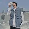 Chaleco de mezclilla para hombre de verano delgado moderno marca ins chaleco vestido camiseta sin mangas funcional chaleco chaqueta estilo Hong Kong