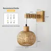Lámpara de pared de bambú japonesa retro para mesita de noche, lámpara de ratán para restaurante, lámpara de pared de madera para dormitorio, lámpara de pared de fondo interior de estilo rústico