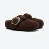 Pantuflas de Lana y Algodón Birkenstock para Ropa de Exterior de Mujer 2025 Nuevo Otoño e Invierno Forradas de Borrego Cálidas y Cómodas con Suela Gruesa y Puntera Abierta