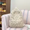Mochila estampada estilo ins japonesa para meninas, adequada para estudantes do ensino fundamental II e médio, design em veludo cotelê, mochila feminina única e versátil