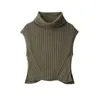 Popular Estilo Normcore Europeo y Americano Amazon Aliexpress Versátil para el Trabajo Chaleco de Punto de Cuello Alto Sin Mangas Color Sólido Jersey