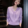 Colección nueva Otoño/Invierno 2026: Cárdigan de punto elegante y llamativo de corte holgado con detalles de botones y ribete de encaje, perfecto para combinar con varios atuendos