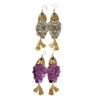 Aretes de Borla de Concha con Forma de Pez Nicho Personalidad Aretes Retro Exagerados Estilo Vacaciones Costeras Venta al por Mayor para Mujeres