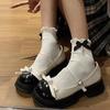 Zapatos Mary Jane de Cuero Versátiles Estilo Retro Francés para Mujer 2026 Primavera Nuevo Estilo Mocasines con Lazo de Suela Gruesa y Tacón Grueso para Mujer