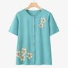 Top de Verano para Mamá, Camisa Estampada de Manga Corta de Verano para Personas Mayores (60-70 Años), Conjunto de Dos Piezas a la Moda