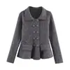 Cárdigan de Punto de Manga Larga Doble Botonadura Estilo Francés Otoño e Invierno Nueva Moda Suéter Chaqueta Ceñidor de Cintura Ajustado para Mujer