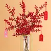 Arreglo de Frutas Artificiales con Bayas de Acebo para Boda, Decoración de Año Nuevo, Celebración de Inauguración de Casa, Adornos de Bayas Rojas y Arreglos de Flores Artificiales