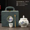Porcelana Blanca de Dehua Venta al por Mayor Recipiente para Té Color Jade Cerámica Empaque para Té Blanco Caja Vacía Regalo de Negocio