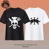 Nueva camiseta de One Piece Anime bidimensional para hombre y mujer, camiseta de verano de algodón de manga corta con la bandera de calavera pirata de Luffy Solon