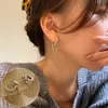 Pendientes de Clip Retro Estilo Hong Kong Dulces y Frescos para Mujer, de Moda y Versátiles, Alta Gama, No Requieren Perforación, Clips para Cartílago, Pendientes Personalizados de Nicho, Tendencia