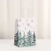 Saco de Presente de Natal de Papel de Embalagem Marrom Estilo Ins Estampa Floresta de Alces Saco de Embalagem para Lembrança Saco de Embalagem para Levar de Shopping
