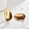 Pendientes de Resina Personalizados Estilo Maillard Populares Transfronterizos Europeos y Americanos en Color Café, Lujo Ligero Vintage con un Toque de Alta Gama y Temperamento Elegante