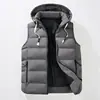 Colete de algodão de inverno para homens, com capuz, modelagem solta, espessado, estilo coreano, moderno e estiloso, jaqueta sem mangas, em estoque