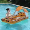 Hamaca Inflable para Agua con Estampado de Leopardo Espeso Flotador en Forma de U con Parasol Piscina con Asas Tumbona con Toldo Venta al por Mayor