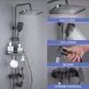 Grifo Negro de Cobre para Ducha, Artefacto de Baño, Calentador de Baño, Boquilla, Cabezal de Ducha a Presión para Baño, Juego Completo