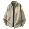 Chaqueta de Forro Polar para Hombre para Primavera y Otoño, Sudadera Cardigan de Forro Polar con Cuello Alto, Chaqueta Superior Casual Gruesa Cálida de Gama Alta