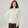 Nuevo Suéter de Cachemir Grueso de Punto Trenzado de Color Sólido Otoño/Invierno 2026 para Mujer Cuello en V Tejido Holgado Top Base