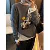 Suéter de Punto de Lana Bordado de Alta Calidad para Mujer, Estilo Europeo, Nueva Moda Invierno 2025, Suéter Básico para Mujer Europea, Moderno