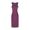 Vestido sexy sem mangas com decote V para mulheres, novo estilo de verão, justo ao corpo, plissado, acinturado, vestido bodycon de comprimento médio