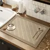 Mantel de Lino Transfronterizo Especial para Encimera de Cocina Duradero Alfombrilla de Secado para Lavar Platos Escritorio de Fregadero Impermeable Almohadilla Suave para Tazones y Platos
