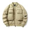Chaqueta Bomber para Hombre Traje de Béisbol Retro Americano Chaqueta de Ropa de Trabajo Multibolsillos Funcional para Exterior Tres Pruebas Carga Superior
