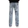 Calça jeans retrô de cor clara para homens, nova coleção primavera 2026, calça casual de corte reto e modelagem solta, calça longa moderna estilo americano lavada