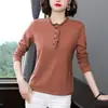 Camiseta de Manga Larga Primavera y Otoño para Mujer con Cuello de Oreja para Madres de Mediana Edad, Holgada, Talla Grande, Cuello Alto, Nueva Elegante Camiseta Básica