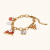 Pulsera de Moda Transfronteriza Europea y Americana Linda Acero Inoxidable Chapado en Oro de 18K Costura Cadena Hecha a Mano Pulsera con Colgante de Santa