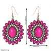 Pendientes Populares de Estilo Étnico Occidental Transfronterizos Turquesa Retro Creativo Encaje de Turquesa Incrustado de Diamantes Pendientes Personalizados Exagerados