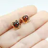 Brincos de Âmbar Sangue Naturais, Brincos Simples de Âmbar Sangue com Contas Redondas de 6mm, Brincos de Estrela Cauda de Fênix com Design de Nicho