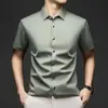 Camisa Masculina de Manga Curta de Seda de Amora de Alta Qualidade para o Verão, Tamanho Grande, Luxo Leve, Seda Genuína, Casual de Negócios, Cor Sólida, Não Amassa, Resistente a Amassados