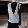 Chaleco sin mangas 100% lana pura para mujer, cuello en V pronunciado, chaleco de capas, nuevo estilo otoño e invierno, top pullover cómodo y suave