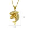 Venta caliente transfronteriza europea y americana hip hop callejero dibujos animados tiburón boxeo titanio acero dorado plateado colgante collar INS venta al por mayor