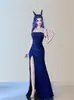 Nezha 2 Rey Dragón del Mar del Oeste Ao Lun Disfraz Cosplay Atuendo Cosplay para Adultos Mismo Estilo Vestido Azul con Abertura