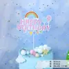 Decoración para pastel con forma de bola de pelo de arcoíris y globo de amor, tarjeta para pastel de hada bebé con enchufe para pastel de cumpleaños