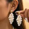 Brincos de Franja com Conchas Estilo Resort Costeiro Europeu e Americano para Mulheres Primavera e Verão Novos Brincos Únicos Enfeites de Brincos Design de Nicho Brincos Pendentes
