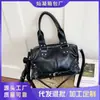 Bolso de almohada de mano estilo ins hot girl coreano, bolso de hombro y cruzado estilo biker de cuero encerado vintage, bolso versátil para el día a día