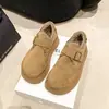 Zapatos Birkenstock de suela gruesa con forro polar Zapatos Birkenstock para mujer 2026 nuevo estilo invierno marrón cálidos sin cordones botas de nieve zapatos de algodón