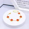 Popular Pulseira de Trevo de Cinco Folhas da Sorte de Madrepérola Dupla Face, Conjunto de Três Peças de Pulseira, Colar e Brincos de Trevo de Cinco Folhas, Banhado a Ouro 18K